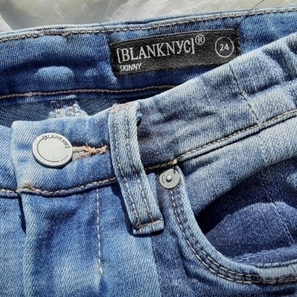 Skinny Step Hem Patchwork Jeans-Size 24 - Picture 3 of 7